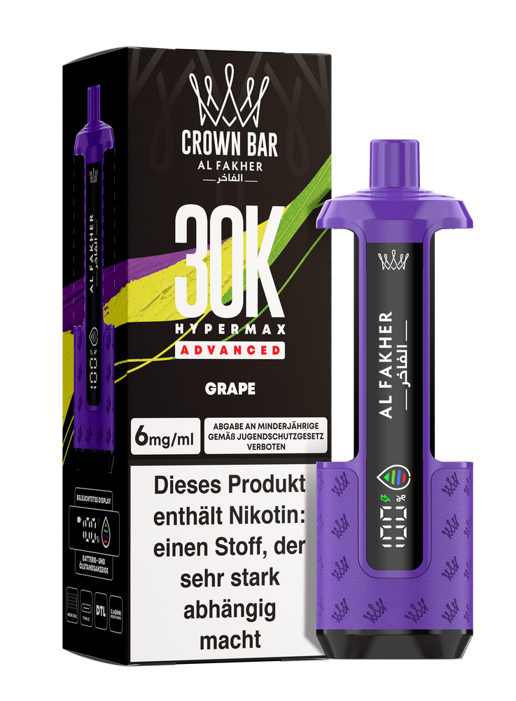 Al Fakher Hypermax Advanced 30K - Grape - 6mg Nikotingehalt