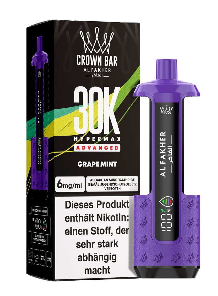 Al Fakher Hypermax Advanced 30K - Grape Mint - 6mg Nikotingehalt