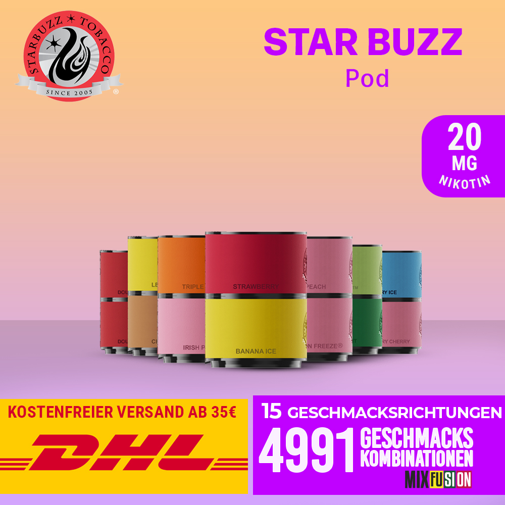 Star Buzz Pod 2er Pack 20mg Nikotinsalz – Alle Sorten | 2 Pods Premium Vape